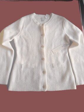 NWT Rachel Zoe White Knit Button-Down Cardigan Sweater - Size Large